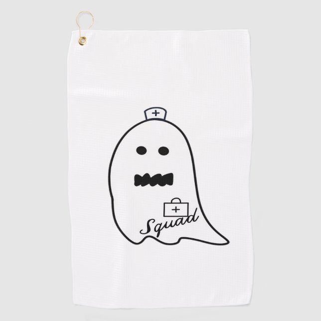 Cute Ghost Nurse Halloween Hand drawn Hospital Sta Golf Towel (Front)