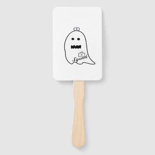 Cute Ghost Nurse Halloween Hand drawn Hospital Sta Hand Fan