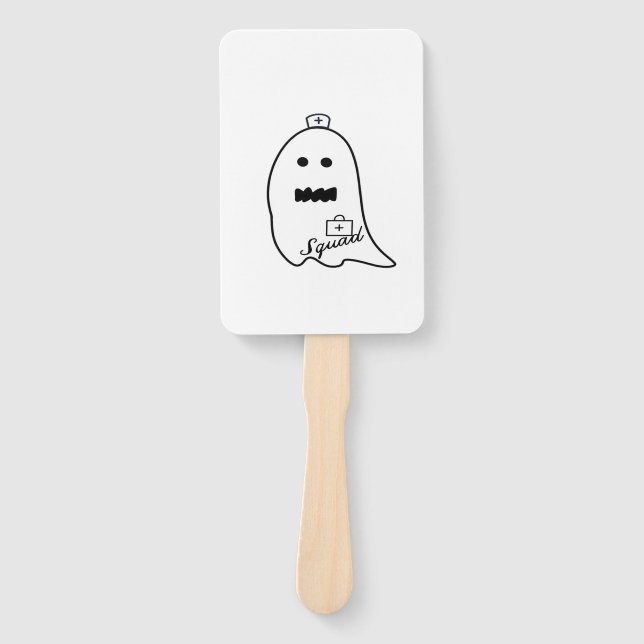 Cute Ghost Nurse Halloween Hand drawn Hospital Sta Hand Fan (Front)