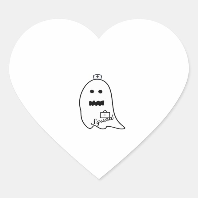 Cute Ghost Nurse Halloween Hand drawn Hospital Sta Heart Sticker (Front)