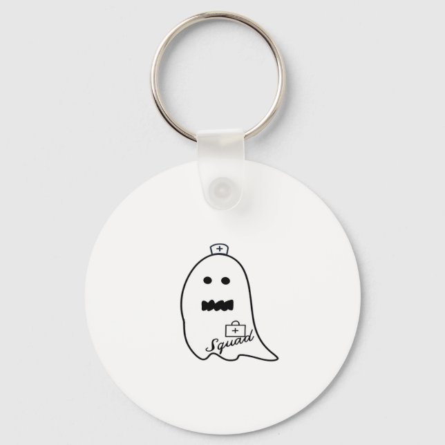 Cute Ghost Nurse Halloween Hand drawn Hospital Sta Key Ring (Front)