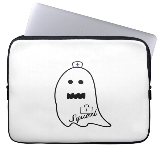 Cute Ghost Nurse Halloween Hand drawn Hospital Sta Laptop Sleeve (Front)