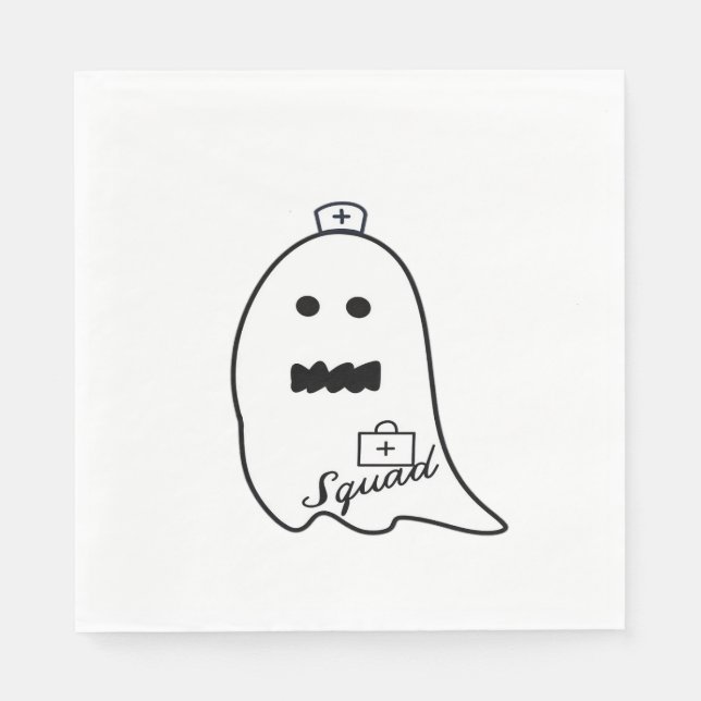 Cute Ghost Nurse Halloween Hand drawn Hospital Sta Napkin (Front)