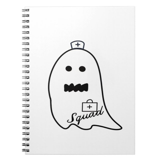 Cute Ghost Nurse Halloween Hand drawn Hospital Sta Notebook (Front)