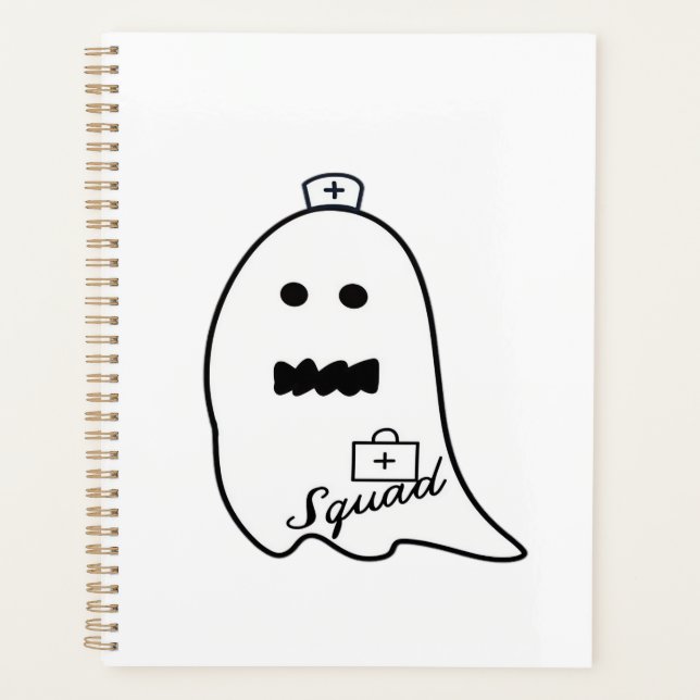 Cute Ghost Nurse Halloween Hand drawn Hospital Sta Planner (Front)