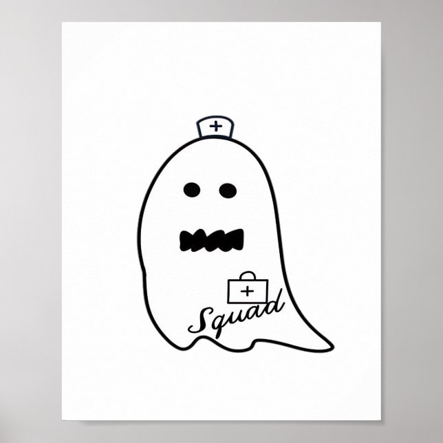 Cute Ghost Nurse Halloween Hand drawn Hospital Sta Poster (Front)