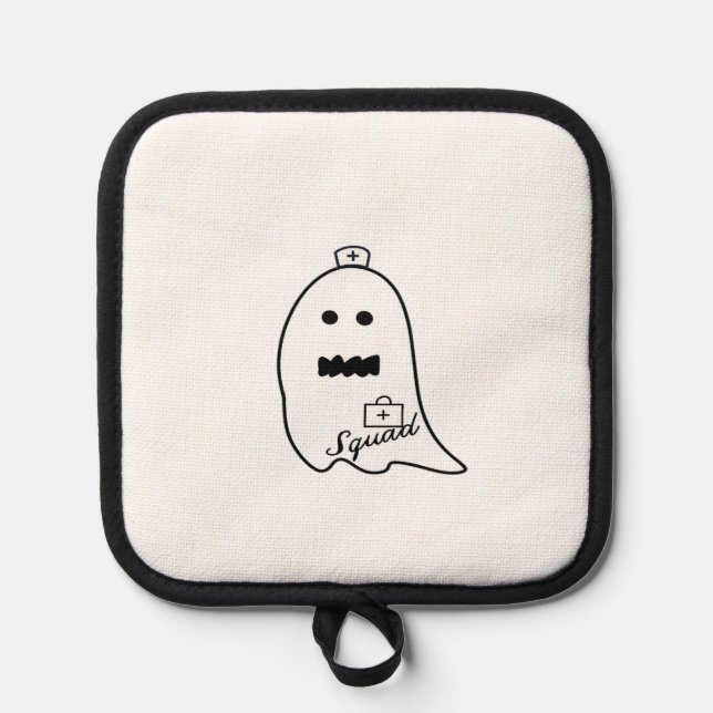 Cute Ghost Nurse Halloween Hand drawn Hospital Sta Pot Holder (Front)