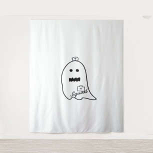 Cute Ghost Nurse Halloween Hand drawn Hospital Sta Tapestry
