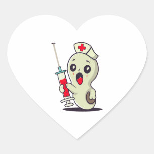 cute ghost nurse holding injection   heart sticker