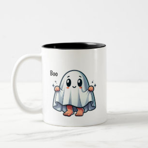Cute Ghost Of Disapproval Two-Tone Coffee Mug