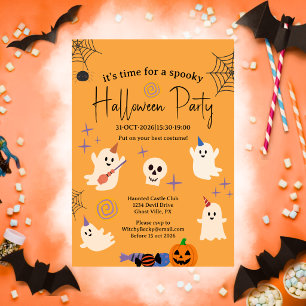 Cute Ghost Office Family Halloween Party Invitation