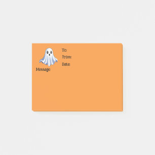Cute Ghost on Halloween Orange Message Post-it Notes