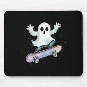 Cute Ghost On Skateboard Funny Halloween Skater Mouse Mat