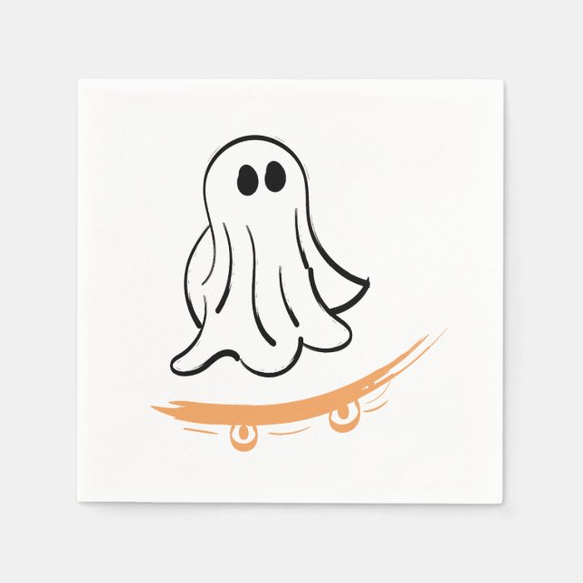 Cute ghost on skateboard napkin (Front)