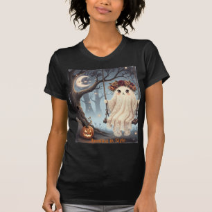 Cute Ghost on Swing Halloween Haunting in Style T-Shirt