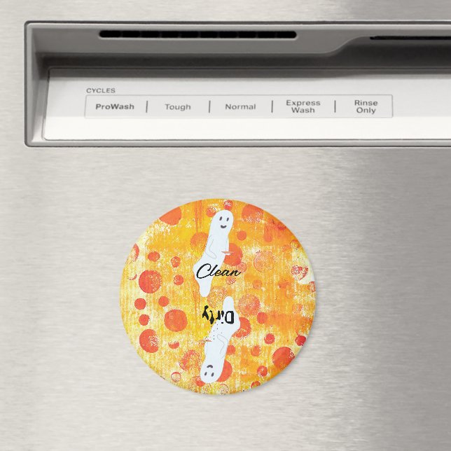 Cute Ghost Orange Dots Dishwasher Magnets (In Situ (Dishwasher))