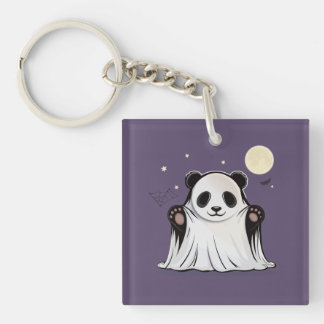 Cute Ghost Panda Under the Moon  Key Ring