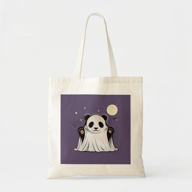 Cute Ghost Panda Under the Moon  Tote Bag (Front)