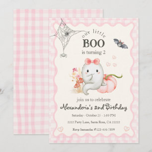 Cute Ghost Party Birthday Girl Pink Invitation