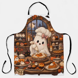 Cute Ghost Pastry Chef Halloween Haunted Bakery Apron