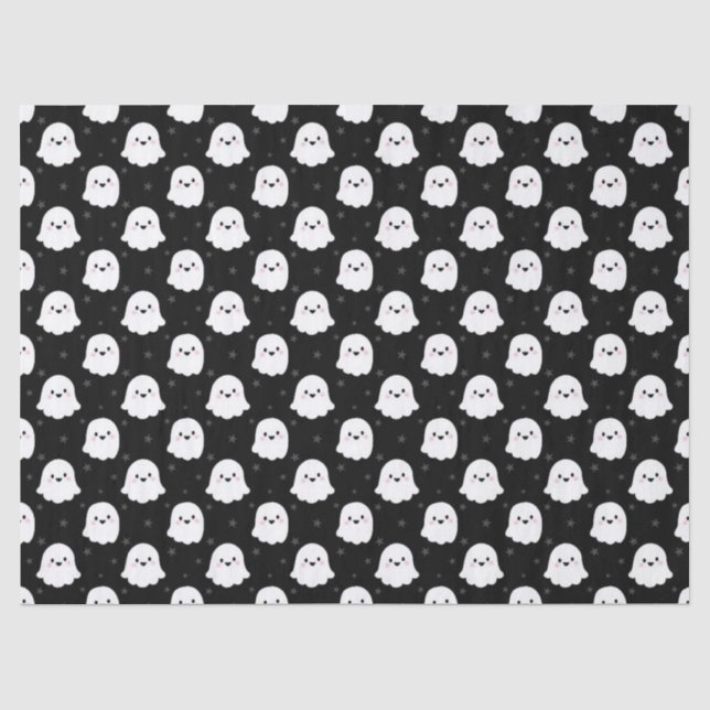 Cute Ghost Pattern – Halloween Seamless Design Tissue Paper (Front)