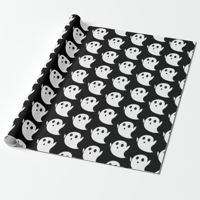 Cute Ghost Pattern Wrapping Paper (Unrolled)