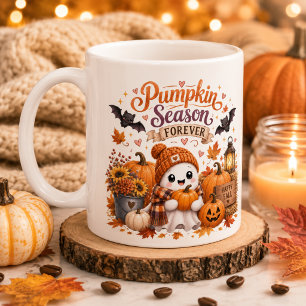 Cute Ghost Personalised Pumpkin Season Forever Mug