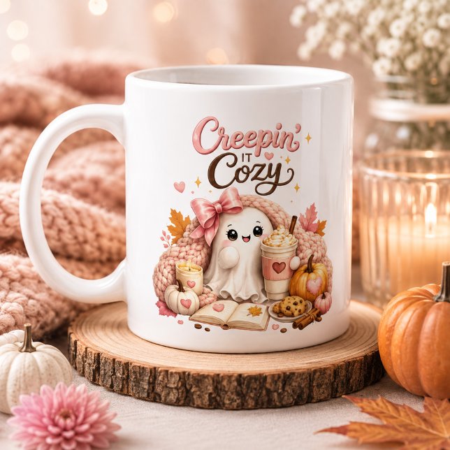 Cute Ghost Personalised Pumpkin Season Mug (Creator Uploaded)