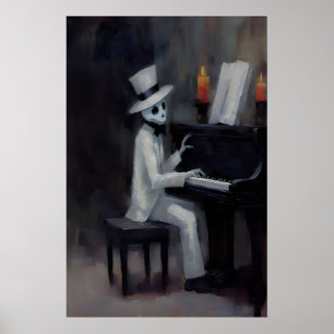 Cute Ghost Piano Dark Academia, Halloween Prints