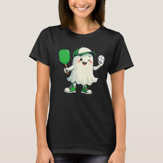 Cute Ghost Pickleball Paddle Halloween Pickleball  T-Shirt