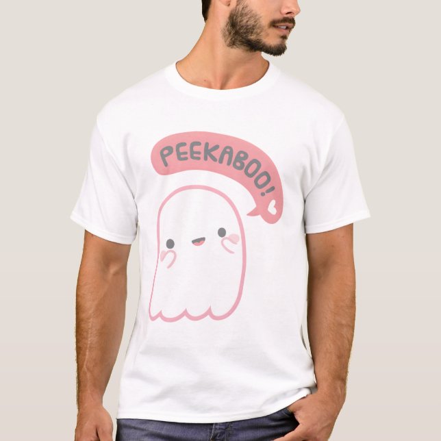 Cute Ghost Plays Peekaboo T-Shirt (Front)