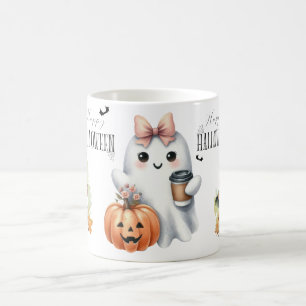 Cute Ghost Pumpkin Bat Halloween Coffee Mug