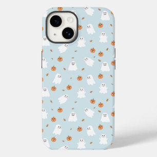 Cute Ghost & Pumpkin Blue  Halloween Pattern Case-Mate iPhone 14 Case