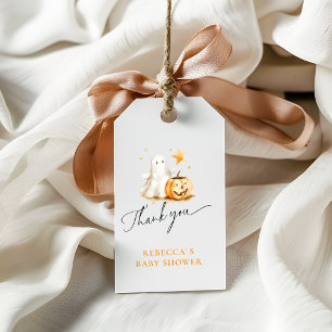 Cute Ghost Pumpkin Boo Halloween Baby Shower Gift Tags