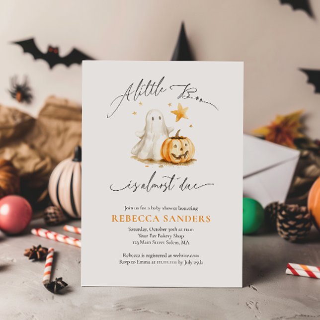 Cute Ghost Pumpkin Boo Halloween Baby Shower  Invitation (Creator Uploaded)