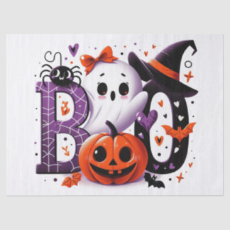 Cute Ghost & Pumpkin 'Boo' Halloween Decoupage Tissue Paper