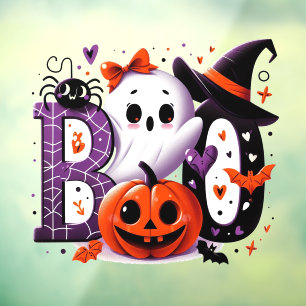 Cute Ghost & Pumpkin 'Boo' Halloween Window Cling