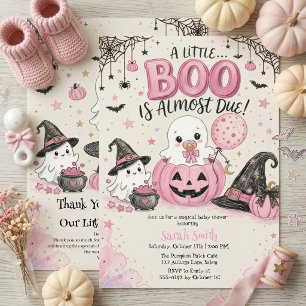 Cute Ghost Pumpkin Girl Autumn Baby Shower Invitation