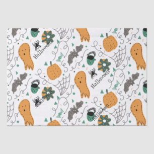 Cute Ghost Pumpkin Halloween Doodles Illustrations Tissue Paper