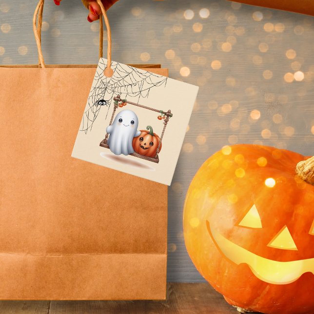 Cute Ghost Pumpkin Halloween  Favour Tags (Creator Uploaded)