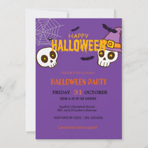Cute Ghost & Pumpkin Halloween Invitation