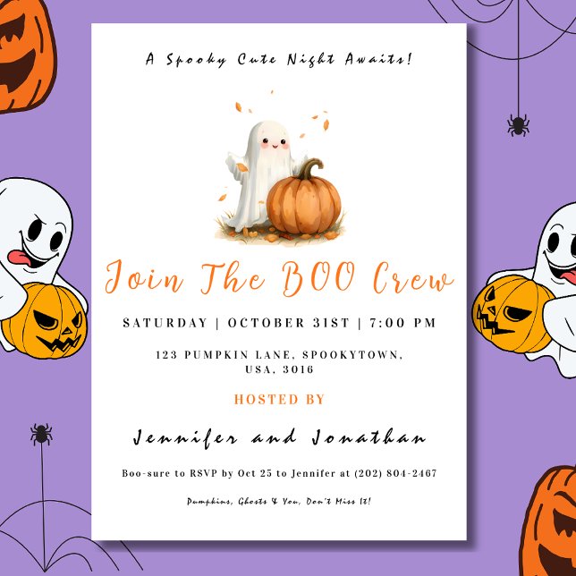 Cute Ghost Pumpkin Halloween Invitation (Creator Uploaded)