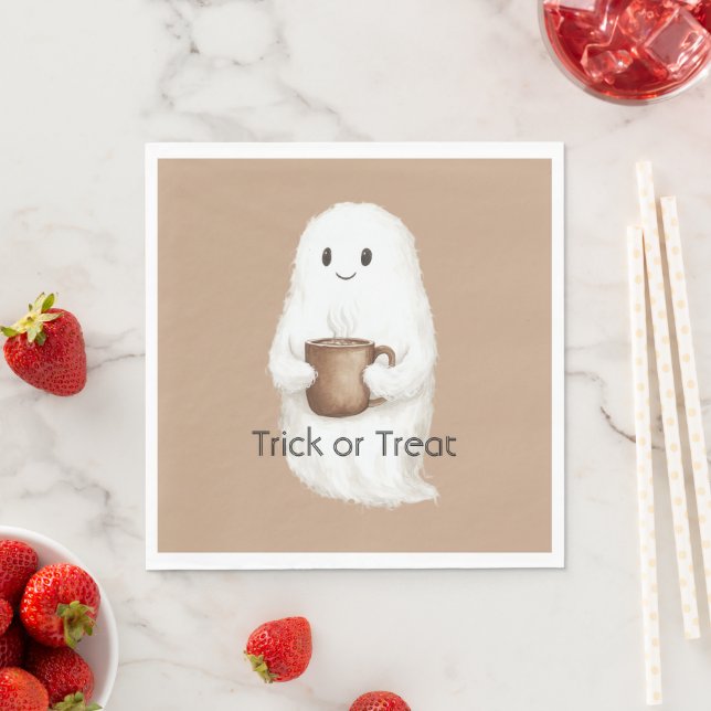 Cute Ghost Pumpkin Halloween Napkin (Insitu)