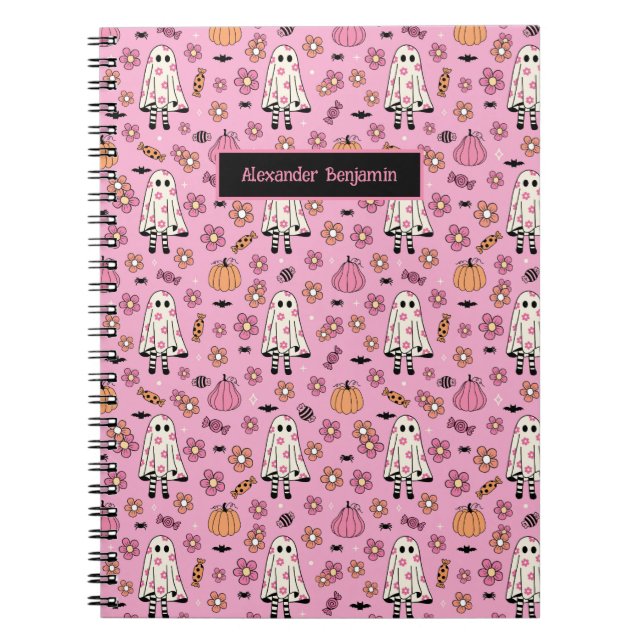 Cute Ghost Pumpkin Halloween Notebook (Front)