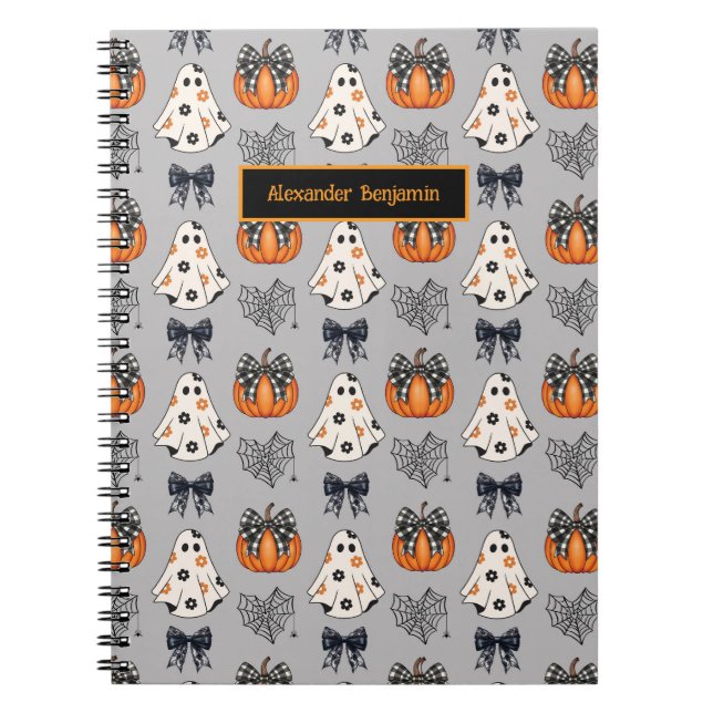 Cute Ghost Pumpkin Halloween Notebook (Front)