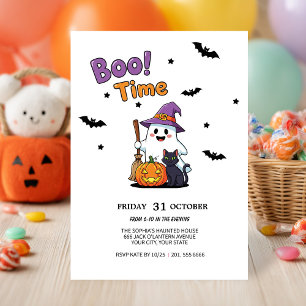 Cute Ghost & Pumpkin Halloween Party Invite