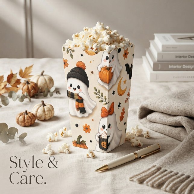Cute Ghost & Pumpkin Halloween Pattern Popcorn Favour Box (Cute Ghost & Pumpkin Halloween Pattern Popcorn Favor Boxes)