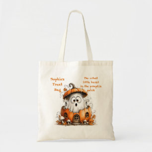 Cute Ghost & Pumpkin Halloween Trick or Treat Tote Bag