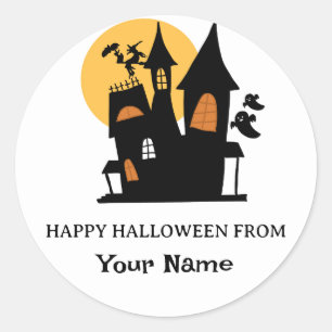 Cute Ghost Pumpkin Happy Halloween Personalised Classic Round Sticker