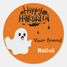 Cute Ghost Pumpkin Happy Halloween Personalised